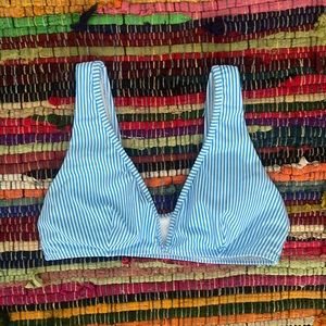 Blue and White Striped Size Small Bikini Top